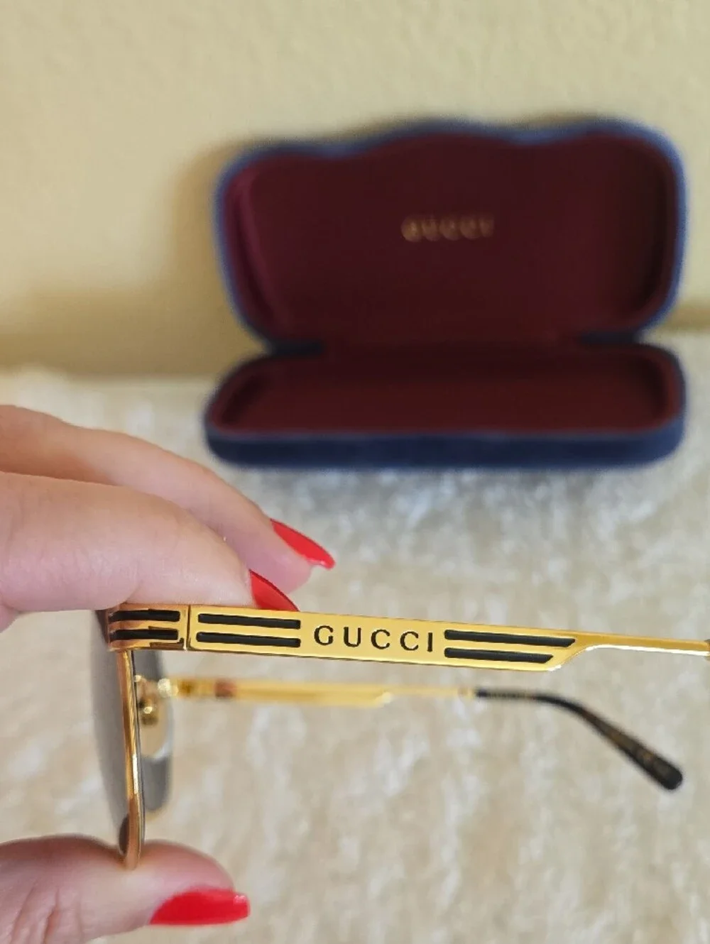 Authentic Gucci Gold Aviator Sunglasses with Dark Lenses - Unisex Accessories